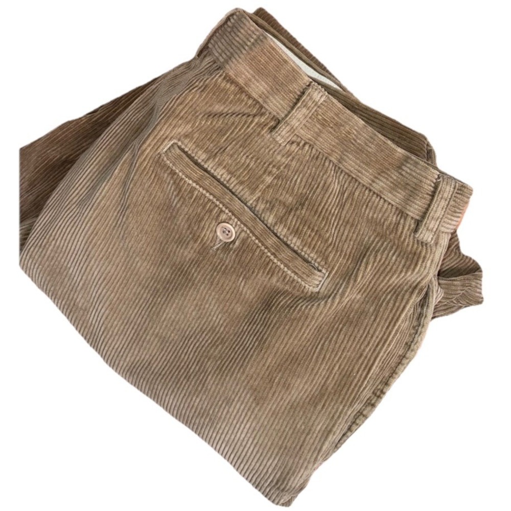 Brooks Brothers‎ 38x34 Corduroy Elliot Pleated Cuffed Pants Trousers Wale Tan